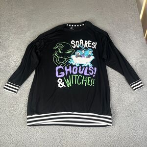 Disney Night Before Christmas Sleepshirt Womens M Black Scares Ghouls & Whtches